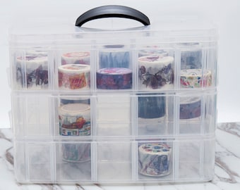 3 layer Washi tape Storage Case /Washi Tape Organizer/ Masking Tape Organizer / Washi Tape Holder/Plastic Storage Box Cosmetic Case