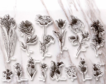 cute flowers  Clear Rubber Stamp/beautiful rose  Clear Stamp/lris peony ,poppy, tulip transparent clear stamp/lily many beautiful flowers