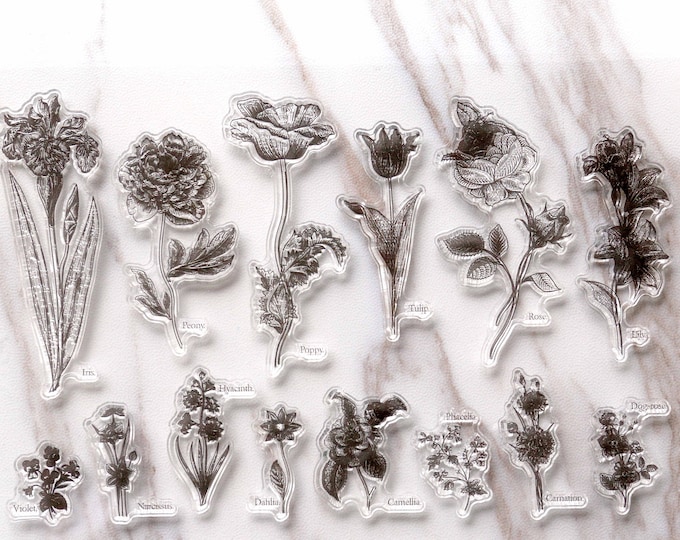 Flower Garden Rubber Stamp/ Floral Clear Rubber Stamps/wild Etsy