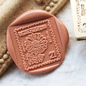 Daisy Postmark Square Wax Seal Stamp/ Flower Wax Seal Stamp/ Retro Wedding wax seal stamp/Invitation wedding wax seal kit
