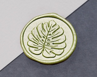 Monstera leaf Wax Seal Stamp/tropical leaf  Wax Seal Stamp/tropical Wedding wax seal stamp/greenery plant wedding wax seal kit