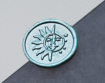Sun moon star Wax Seal Stamp/ sun with face Wax Seal Stamp/gothic Wedding wax seal stamp/magic party wax seal kit