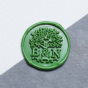 2 initials Monogram Wax Seal Stamp/ Custom tree Wedding seal stamp/Wax Stamp Kit/