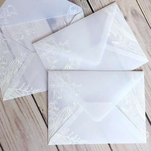 14x19cm Flower Transparent Envelopes / White Clear Etsy