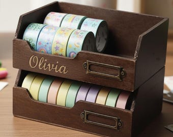 Custom Wooden Washi tape Storage Case/ Washi Tape Organizer/ Masking Tape Organizer / Washi Tape Holder/ custom wood stamp organizer