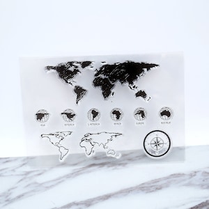 World map clear Stamp/earth Rubber Stamp/Continents Clear Transparent Stamp/adventure clear stamp /clear stamp