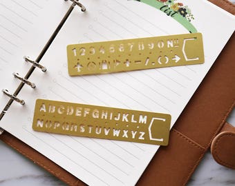 Number Brass stencil, metal letter Stencil, Drawing Ruler, kawaii stationery, metal bookmark, Back to School,travelers notebook accessories