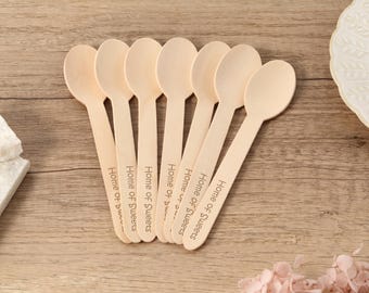 Personalized Wooden Ice Cream Spon, Custom Engraved Wooden Dessert Spoons,Name Wood Utensils,Wedding Favors,Party Supplies