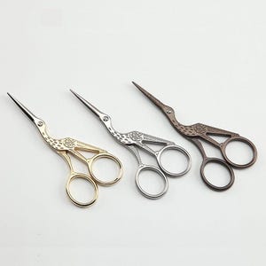 Crane Scissors, Embroidery Needlepoint Scissors,custom engrave vitange style Scissor, Gold Scissors, Silver Scissors,  Copper Scissors