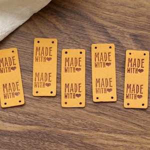 2.5"x0.8" Faux Leather tags, Screwing Tags for your Knitting Items, Custom Labels with your logo or text, Perfect Tags for handmade Items