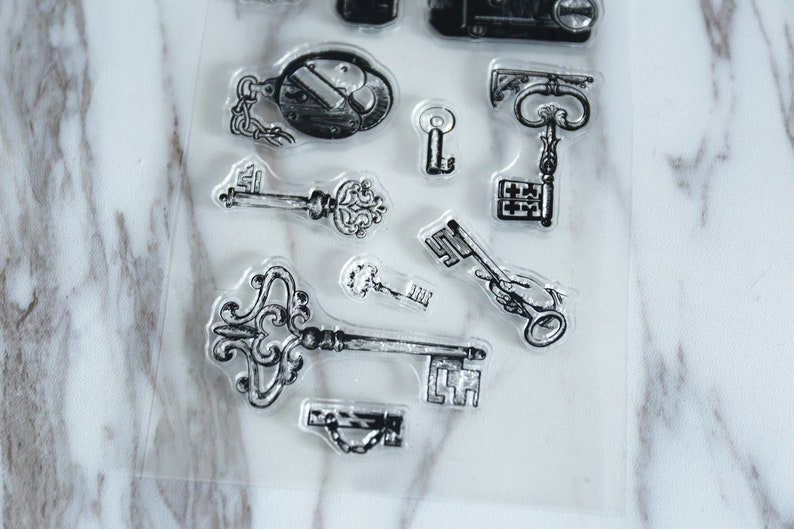 Locket Lock and Key Retro clear stamp Retro Keys clear StampAntique Key Clear Transparent StampPlanning accessoryLock