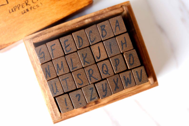 Vintage Alphabet Stamp Set / Wood Rubber Stamp /Clay Stamp Etsy