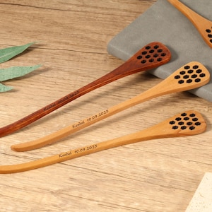 Custom Design Handmade Wooden Honey Stick, Custom Wooden Honey Spoon,Bee Honey Spoon,Wedding Gift,Wooden Twister Stick,Bee Honey Stick