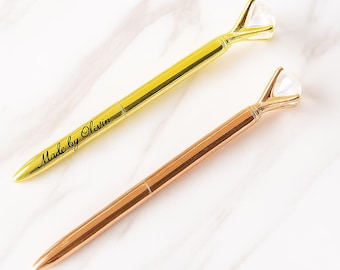 Rose gold diamond pen,gold pen,Custom Name Engrave silver pen /metal metallic  fine point pen, diamond pens, black ink, planner pens,