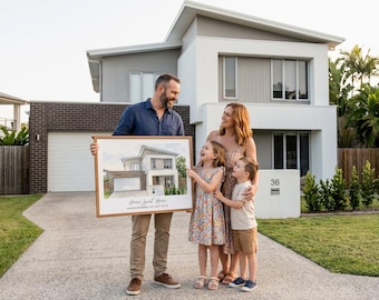 House closing gift, our first home sign, portrait from photo, house portrait, realtor gift,home sweet home sign, custom home painting