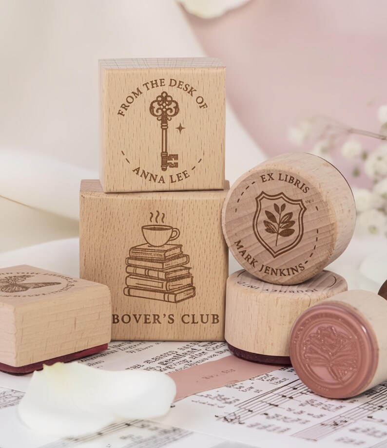 Custom wood Stamp with Your Design and Size / wedding wood Stamp | Wood Mount stamp /large custom design stamp/ bild 2