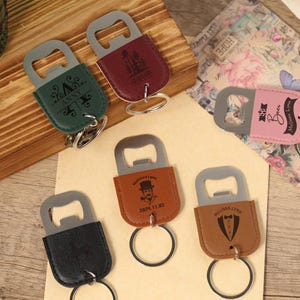 Premium Faux Leather Bottle Opener with Engraved Keychain , Gifts for Groomsmen,Anniversary Gift,Customized Best Men Gifts