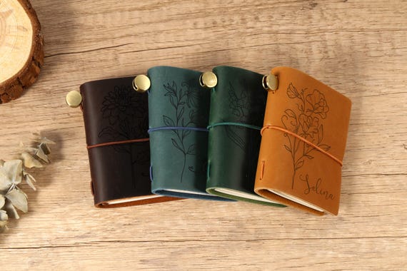 Personlized Mini Leather Pocket Notebook,Mini Leather Journal,Custom Birthday Gift,Birth for Best Gift for Her,Pocket Portable Journal