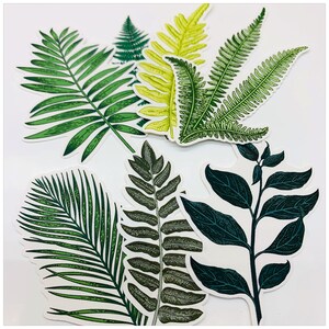 Puede incluir: Un conjunto de nueve pegatinas bot&aacute;nicas verdes y amarillas con varios tipos de hojas y helechos. Las pegatinas son perfectas para a&ntilde;adir un toque de naturaleza a diarios, planificadores y otros proyectos de manualidades.