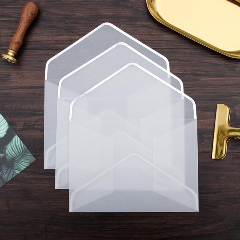 White Clear Envelopes/sliver and Gold Clear Envelopes / Etsy