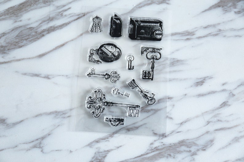 Locket Lock and Key Retro clear stamp Retro Keys clear StampAntique Key Clear Transparent StampPlanning accessoryLock