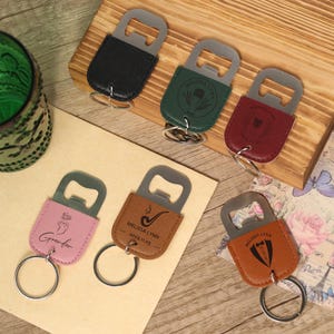 Custom Faux Leather Keychain with Engraved Bottle Opener, Gifts for Groomsmen,Anniversary Gift,Gift for Him