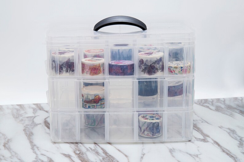 3 Layer Washi Tape Storage Case Organizer Masking Holder Plastic Box Cosmetic