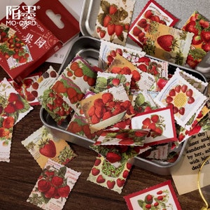 Cute Strawberry Stickers, fruit stickers, Strawberry Themed Stickers, Strawberry Stickers Pack, Scrapbooking Accessories, journal kit