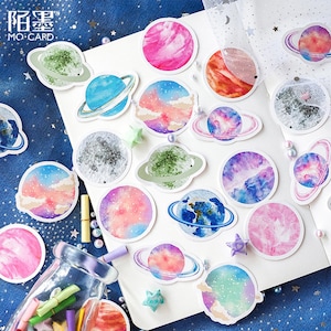 45pcs, star stickers, Galaxy Stickers, Cosmic Stickers, Planet, Universe, colorful, Sky, Cute Stickers, Starry Night, journal, Sticker box