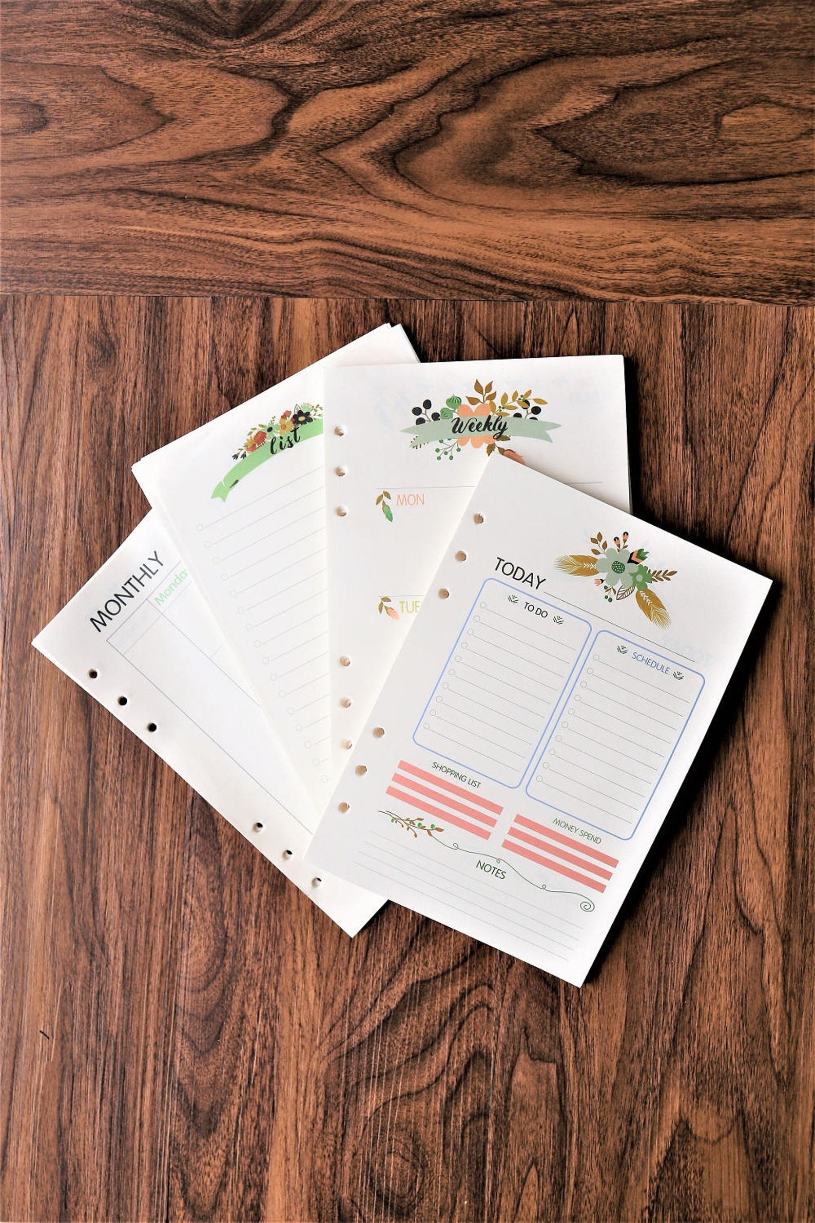 A5 Floral Theme Planner Inserts /weekly Inserts /monthly Inserts/daily