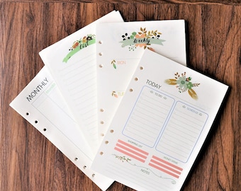 A5 Floral theme Planner Inserts /Weekly Inserts /Monthly Inserts/Daily grid/To do list/