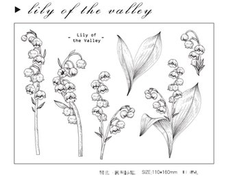 Lily of the valley clear Stamp/Handdrawn flower Stamp/wildflower Clear Transparent Stamp/ Planner Bullet Journal,