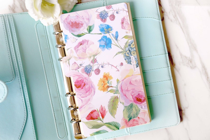 Set of 6 colorful flower Planner DividersRose flower Planner dashboardA5 dividers Personal dividers Planner divider set