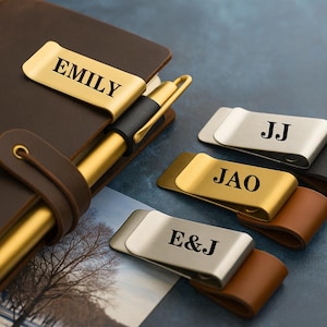 Personalised Brass Bookmark Clip, Personalized Gift for Book Lovers, Traveler notebook book clip Unique Page Marker, Custom Name or Message