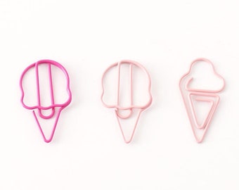 20 psc Ice Cream Paper Clips/Cute Girl Heart Paper Clips/pink bookmarks Metal Paper Clip,Binder Clips/Office Supplies/Planner Accessories