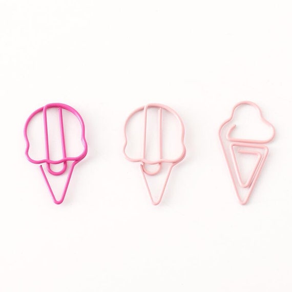 20 Psc Ice Cream Paper Clips/cute Girl Heart Paper Clips/pink Etsy
