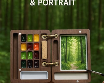 Customised Wooden Artist Paint Set, Custom 12colors Wooden Watercolor Paint Box,Paint Palette Kit,Gift for her,Perfect Travel Gift