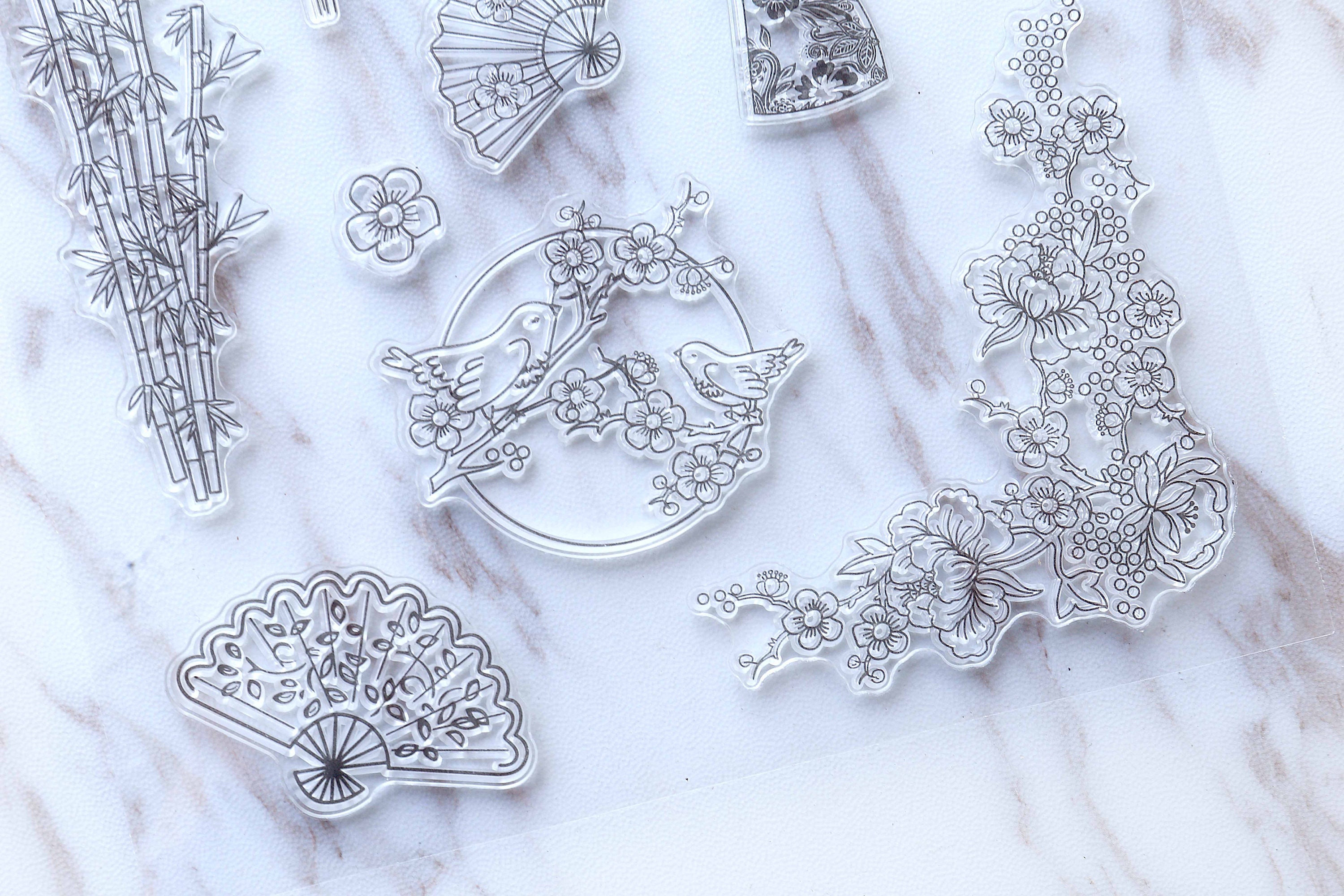 Flower Clear Stamp/ Thank You Transparent Stamp /bamboo Clear Etsy