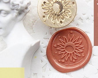 Sun and Moon flower Wax Seal Stamp Kit mandala moon Wedding wax seal stamp journal Wax Seal Stamp