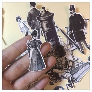 50pcs Old time people Stickers / vintage airplane Clear Labeling Sticker /retro Planner Stickers/Lap top stickers/Scrapbook Sticker