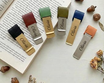 Custom Brass Bookmark Pen Loop, Personalized Gift for Book Lovers, Traveler notebook book clip Unique Page Marker, Custom Name Pen Loop