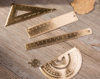 Brass Protractor Ruler /Brass Triangle Ruler/12cm ruler/ 15cm ruler