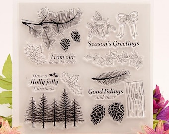 Pine tree pine cone Clear Rubber Stamp/fall Clear Stamp/ clear stamp /deer clear stamp