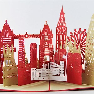 3D London City Skyline pop up Card | London Greeting Card | Travelling Gift Card | Pop Up Card | Pop Up City View | London Souvenir