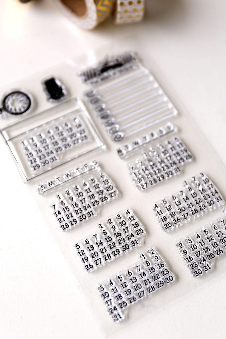 Calendar Clear rubber Stamps/Planner Stamps/Stamp Set/Food Stamps/Planning accessory/ image 5