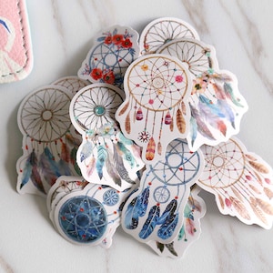 17 pcs Dream Catcher Sticker Flakes/Dreamcatcher stickers/ Feather plume sticker/colorful Planner Sticker/Dreams Filofax Stickers