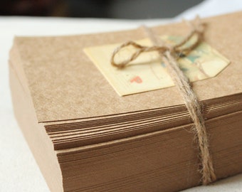 15cmX10cm 350g Blank Kraft Paper Cards, 100pcs Thank you card pack, Blank Business Cards, Wedding place cards