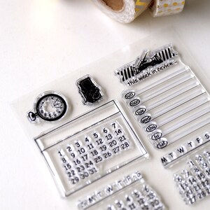 Calendar Clear rubber Stamps/Planner Stamps/Stamp Set/Food Stamps/Planning accessory/ image 4