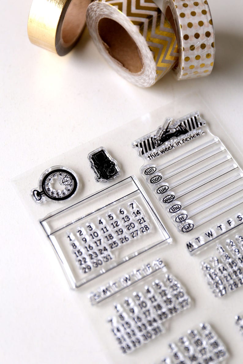 Calendar Clear rubber Stamps/Planner Stamps/Stamp Set/Food Stamps/Planning accessory/ image 4