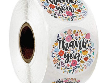 500PCS 1 inch Floral thank you Stickers flowers Sticker Business Stickers gift wrapping stickers